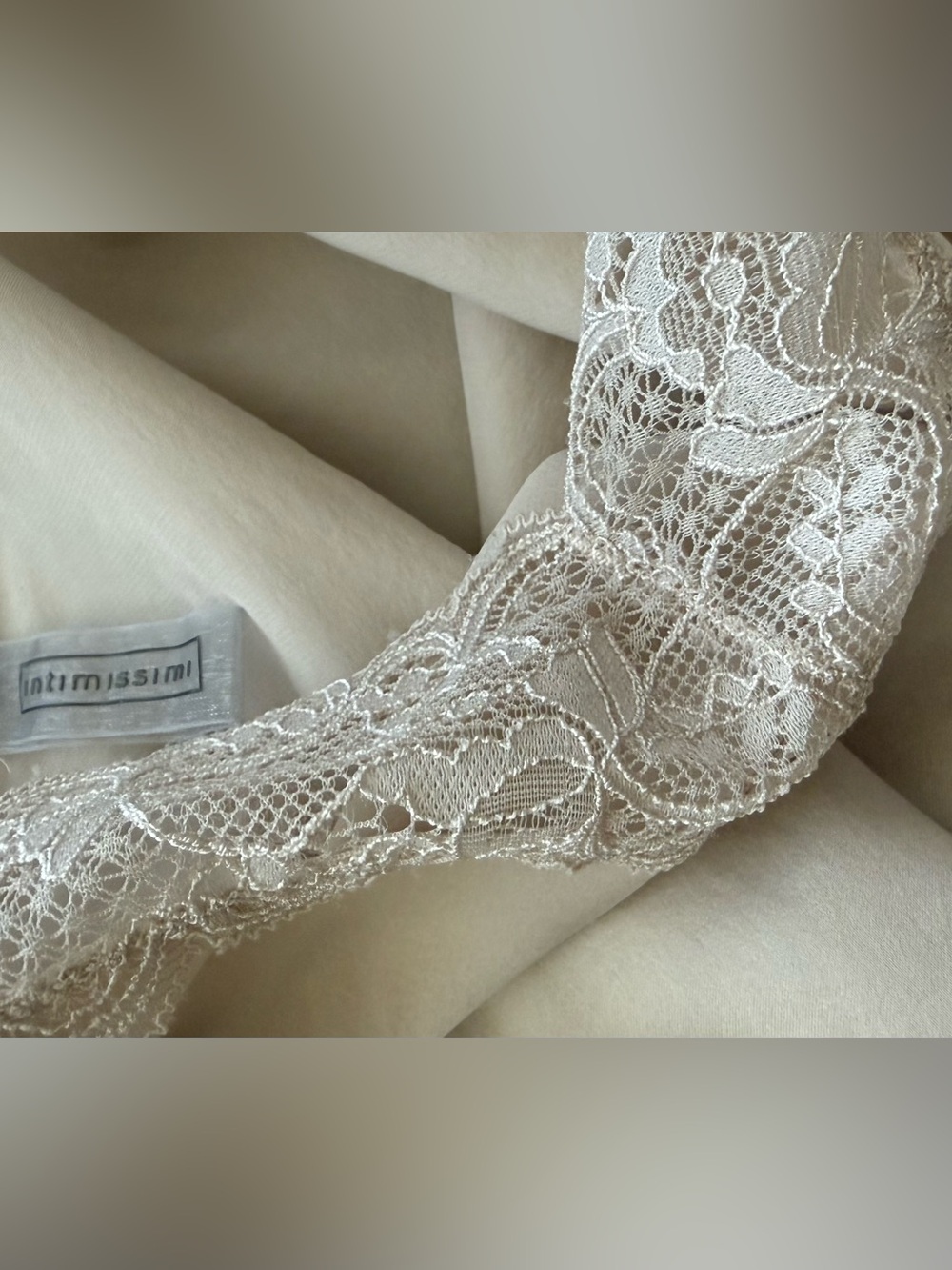 intimissimi Silk Slip with Lace Insert Detail Chemise Ivory Beige S/M - Picture 3 of 11